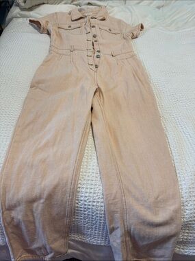 Light Pink Denim Jumpsuit
